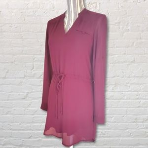 Naked Zebra Mini Dress Sheer Plum High-Low Tunic Sz S